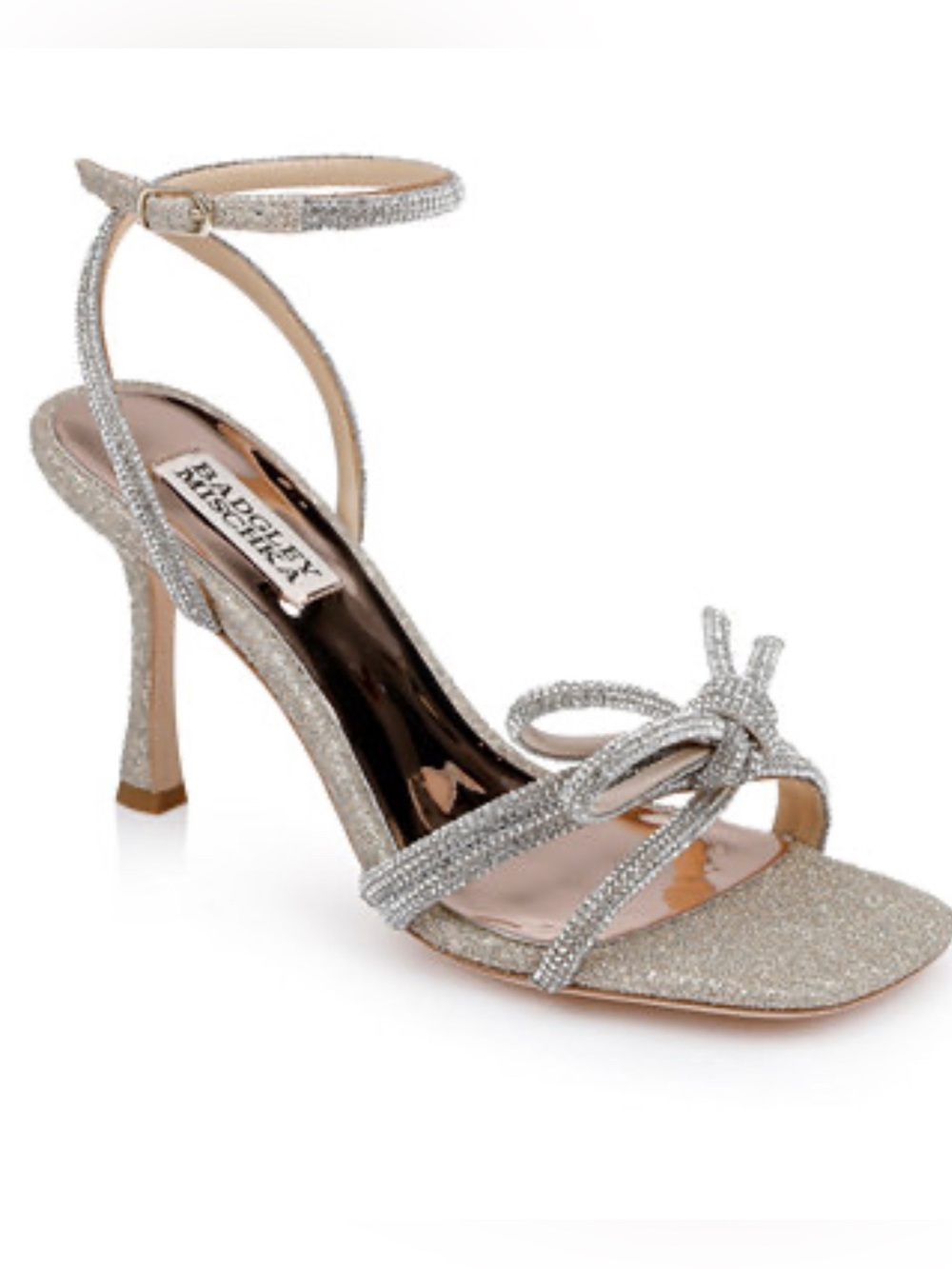Badgley Mischka Jewel Rhinestone Bow
Heels Silver Ankle Strap Sandals 6.5 - Picture 3 of 10
